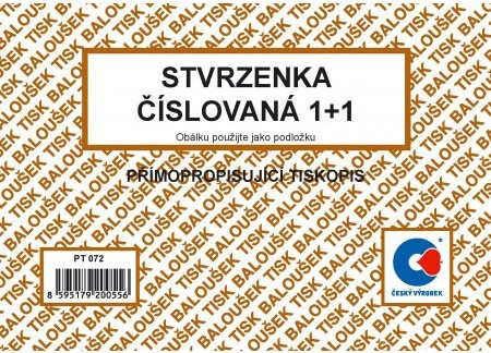 BA PT 072 Potvrdenka číslovaná 1+1 A6 100 listov