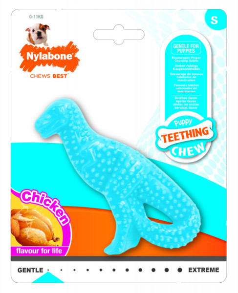 Nylabone hračka Puppy Dino príchuť kurča S
