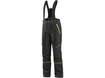 Nohavice CXS TRENTON, zimné softshell, detské, čierne s HV žlto/oranžové doplnky, vel. 160