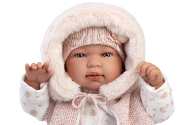 Llorens 84486 NEW BORN - realistická bábika bábätko so zvukmi a látkovým telom - 44 cm