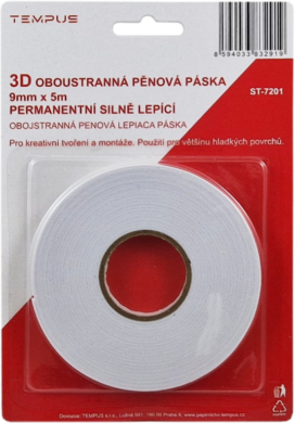 Lepiaca páska obojstranná penová biela, 9 x 5 blister ST-7201