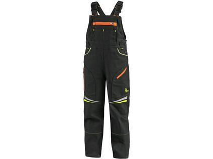 Záhradníky CXS GARFIELD, detské, čierne s HV žlto/oranžovými doplnkami, vel. 130