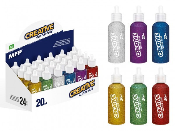 Lepidlo glitrové 20ml 6 farieb 24ks v boxe