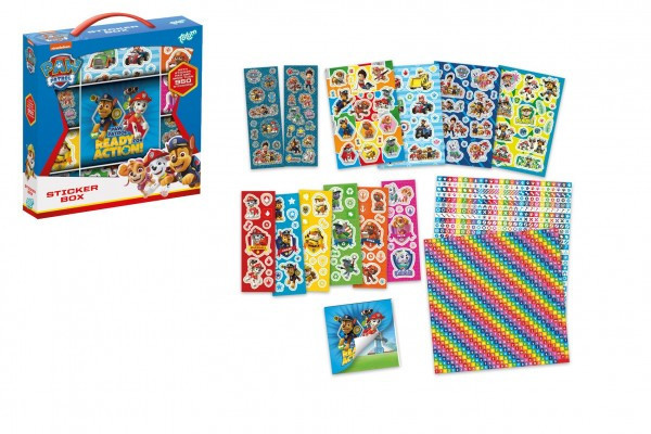 Darčeková sada samolepiek Tlapková patrola / Paw patrol v krabičke 21,5x22x5cm
