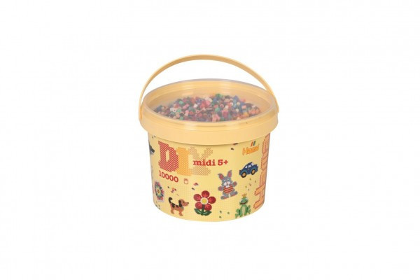 Zažehľovacie korálky Hama MIDI 10.000ks v plastovom vedre 17x13cm