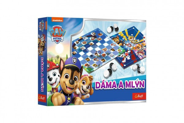 Dáma a Mlyn Tlapková patrola/Paw Patrol spoločenská hra v krabici 29x19x4 cm