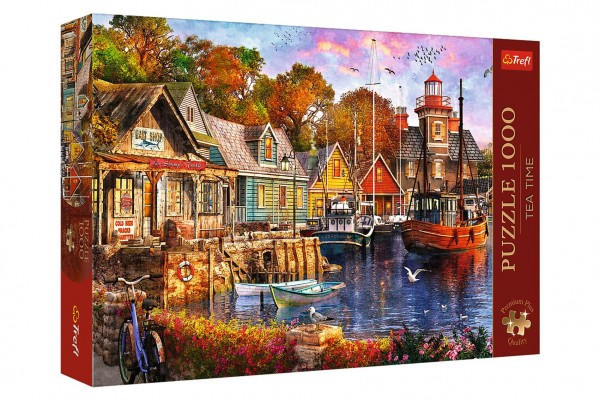 Puzzle Premium Plus - Čajový čas: Prímorský prístav 1000 dielikov 68,3x48cm v krabici 40x27x6cm