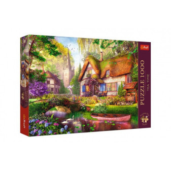 Puzzle Premium Plus - Čajový čas: Lesná chalúpka 1000 dielikov 68,3x48cm v krabici 40x27x6cm