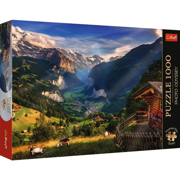 Puzzle Premium Plus - Photo Odyssey: Údolie Lauterbrunnen 1000 dielikov 68,3x48cm v krabici 40x27x6c