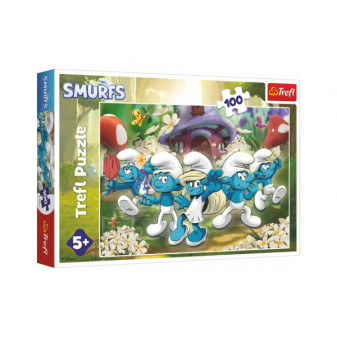 Puzzle Zoznámte sa so Šmolkami 100 dielikov 41x27,5cm v krabici 28,5x19x4cm