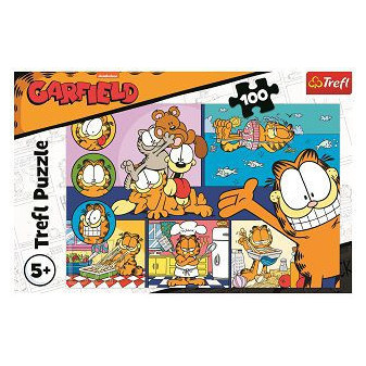 Puzzle Lenivý Garfield 100 dielikov 41x27, 5cm v krabici 29x20x4cm