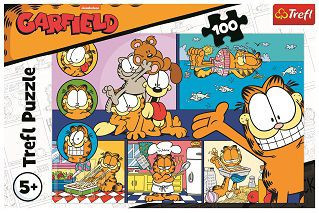 Puzzle Lenivý Garfield 100 dielikov 41x27, 5cm v krabici 29x20x4cm