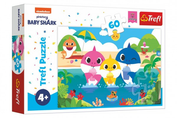 Puzzle Žraločia rodinka na dovolenke/Baby Shark 33x22cm 60 dielikov v krabičke 21x14x4cm