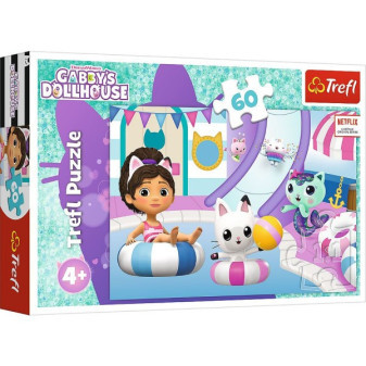 Puzzle Gabby pri bazéne/Gabby´s Dollhouse 33x22cm 60 dielikov v krabici 21x14x4cm