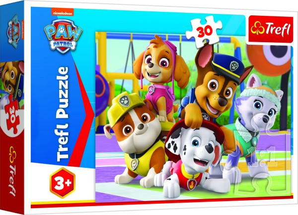 Puzzle Tlapková patrola vždy včas / Paw Patrol 27x20cm 30 dielikov v krabičke 21x14x4cm