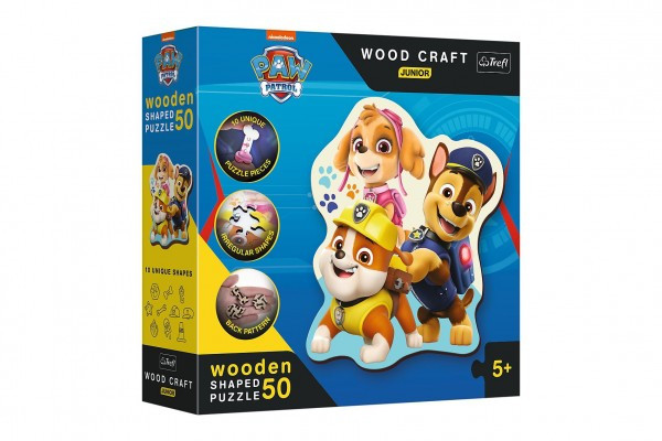 Dřevěné puzzle Junior 50 dílků Legrační Tlapková Patrola/Paw Patrol 19,5x23,5cm v krabici 20x20x