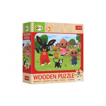 Puzzle drevené 24 dielikov Králiček Bing/Bing Bunny 28x19, 5cm v krabici 20x20x5cm