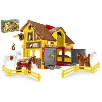 Play House - Ranč s koňmi plast + kôň 4ks v krabici 59x39x15cm