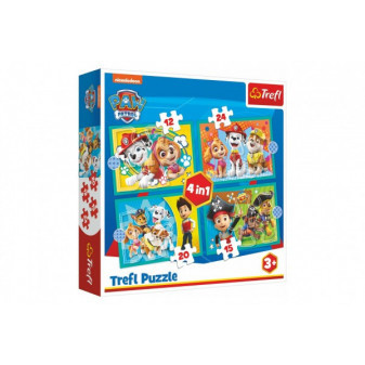 Puzzle 4v1 Šťastný tím Paw Patrol/Tlapková Patrola v krabici 28x28x6cm