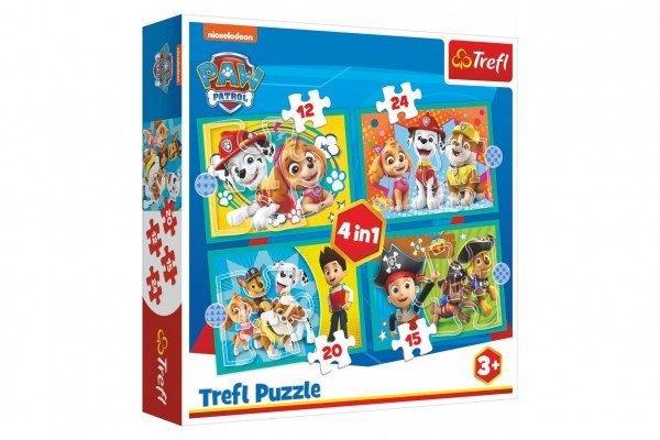 Puzzle 4v1 Šťastný tím Paw Patrol/Tlapková Patrola v krabici 28x28x6cm