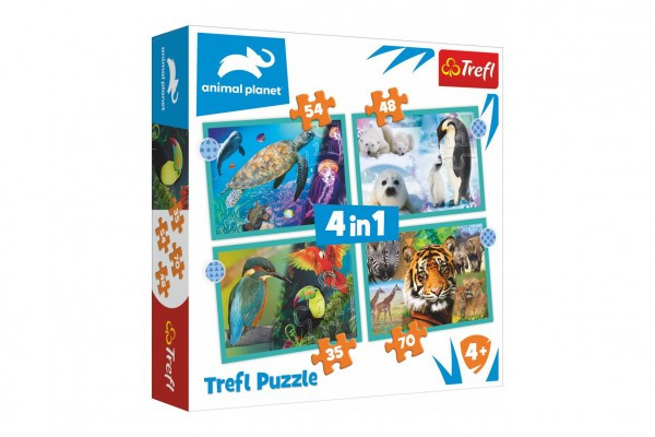 Puzzle 4v1 Planéta zvierat 28,5x20,5cm v krabici 28x28x6cm