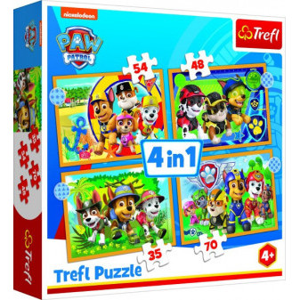 Puzzle 4v1 Prázdniny Tlapková Patrola / Paw Patrol 28,5 x20, 5cm v krabici 28x28x6cm