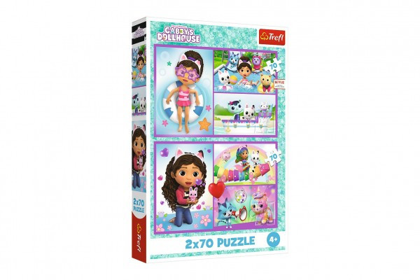 Puzzle 2x70 Zahrajte sa s Gabby 27,5x18cm v krabici 19x29x4cm