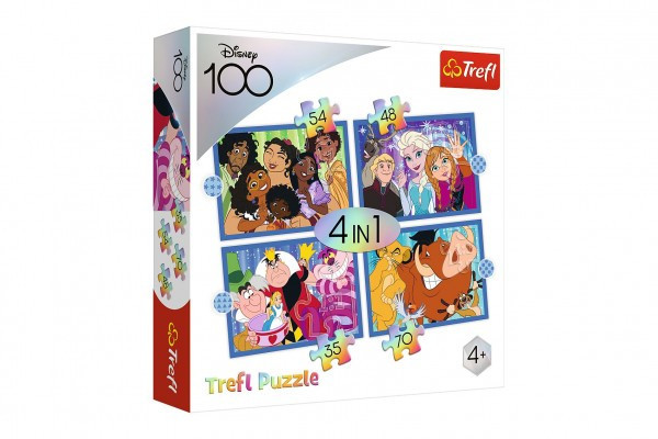 Puzzle 4v1 Šťastný svět Disney 28,5x20,5cm v krabici 28x28x6cm