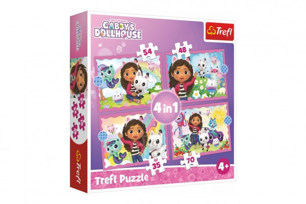 Puzzle 4v1 Gabbyina dobrodružstvo/Gabby´s Dollhouse 28,5x20,5cm v krabici 28x28x6cm