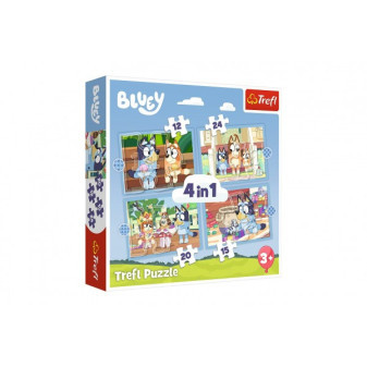 Puzzle 4v1 Bluey a jeho svet 28,5 x20, 5cm v krabici 28x28x6cm