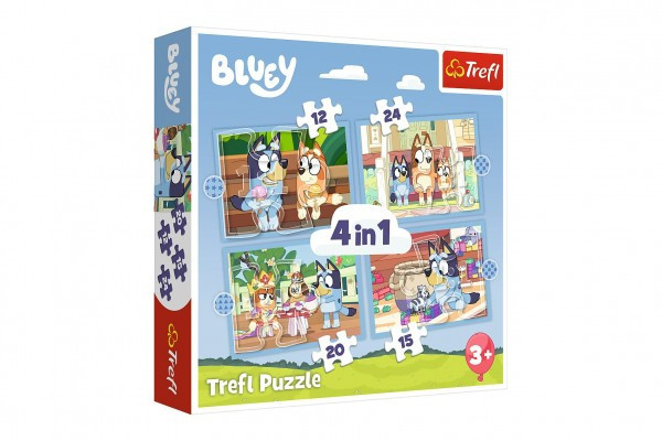 Puzzle 4v1 Bluey a jeho svet 28,5 x20, 5cm v krabici 28x28x6cm