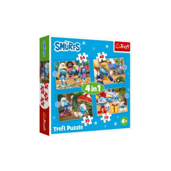 Puzzle 4v1 Šmolkovia 28,5x20,5cm v krabici 28x28x6cm