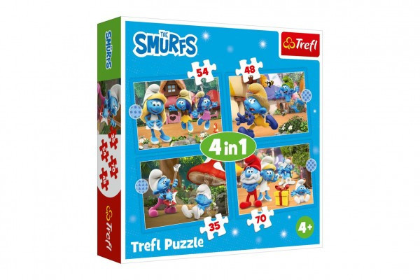 Puzzle 4v1 Šmolkovia 28,5x20,5cm v krabici 28x28x6cm