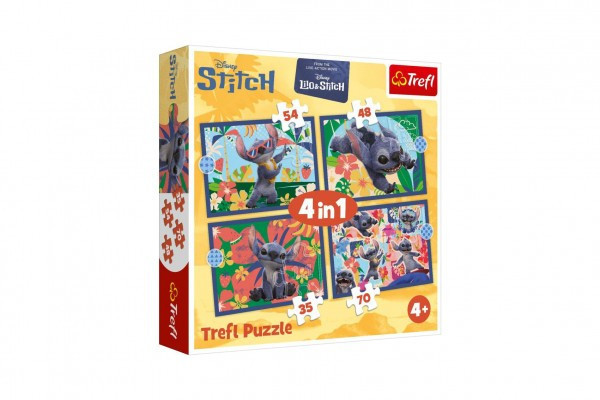 Puzzle 4v1 Život v Šmolej dedine 28,5x20,5cm v krabici 28x28x6cm