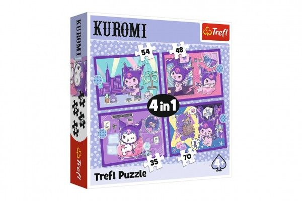Puzzle 4v1 Deň s Kuromi v krabici 28x28x6cm