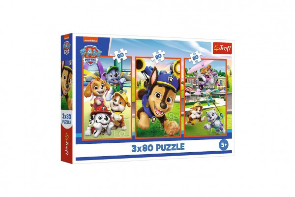 Puzzle 3x80 Psí gang Tlapková patrola / Paw Patrol 18x27, 5cm v krabici 29x19x4cm