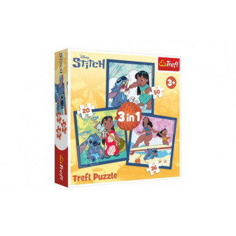 Puzzle 3v1 Lilo&Stitch - Čas so Stitchom 20x19, 5cm v krabici 28x28x6cm