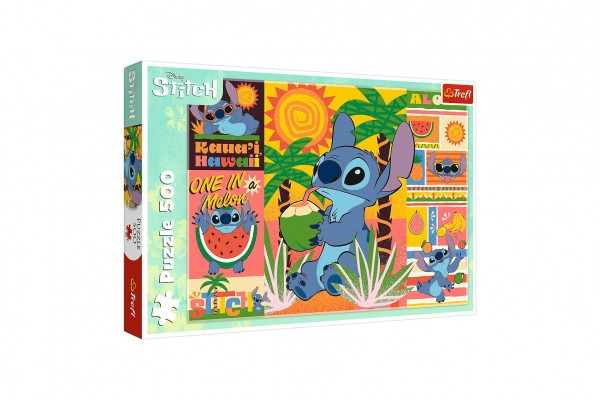 Puzzle Prázdniny so Stitchom 500 dielikov 48x34cm v krabici 40x27x4, 5cm