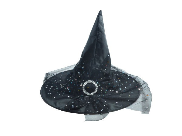 Klobúk čarodejnícky dospelý čierny 44x34cm karneval