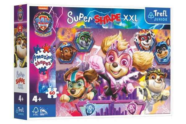 Puzzle Šťastné psy 60 XXL Super Shape Tlapková patrola / Paw Patrol 60x40cm v krabici 33x23x6cm