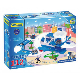 Garáž+dráha Kid Cars 3D Policie plast 3,8m v krabici 59x40x15cm 12m+ Wader