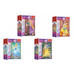 Minipuzzle Krásne princezné/Disney Princess 54dielikov 4 druhy v krabičke 6x9x4cm