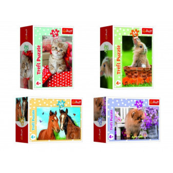 Minipuzzle 54 dielikov Zvieratká - mláďatá 4 druhy v krabičke 9x6,5x4cm 40ks v boxe