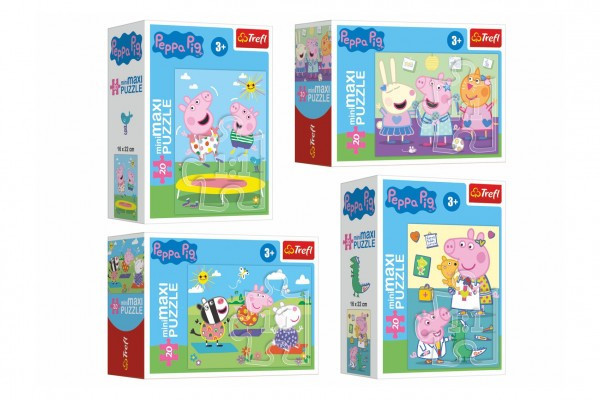 Minipuzzle miniMaxi 20 dielikov Prasiatko Peppa / Peppa Pig 4 druhy v krabičke 11x8cm