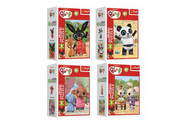 Minipuzzle miniMaxi 20 dielikov Bingovi priatelia/Králiček Bing 4 druhy v krabičke 8x11cm