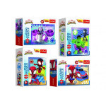 Minipuzzle miniMAXI 20 dielikov Spidey a jeho úžasní priatelia 4 druhy v krabičke 11x8x4cm