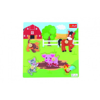 Vkladačka/Puzzle doskové drevené zvieratká farma 22x22cm vo fólii 18m+