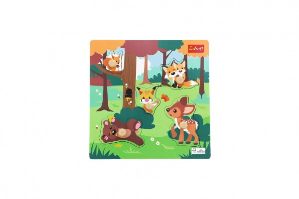 Vkladačka/Puzzle doskové drevené zvieratká lesné 22x22cm vo fólii 18m+