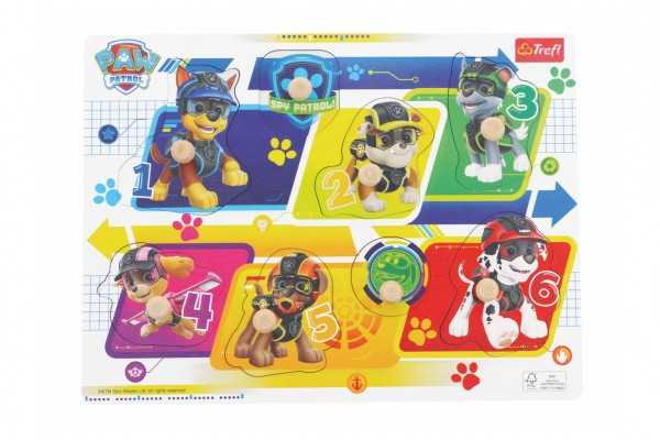 Vkladačka/Puzzle doskové obrysové drevené Tlapková patrola/Paw Patrol vo fólii 30x22cm 18m+