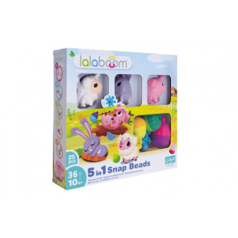Lalaboom - Sada spojovacích korálkových blokov Zvieracia farma plast 25 dielov v krabici 30x28x6cm 10